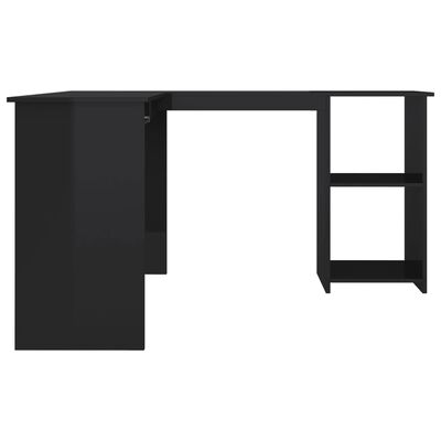 vidaXL Rohový stôl v tvare L, lesklý čierny 120x140x75cm, drevotrieska