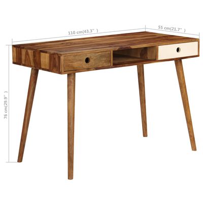vidaXL Písací stôl 110x55x76 cm masívne sheeshamové drevo