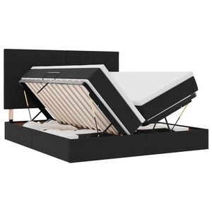 vidaXL LED &uacute;ložn&aacute; posteľ s matracom Čierna 180 x 200 cm Zamat