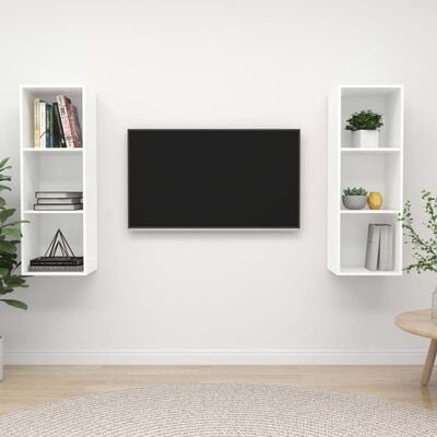 vidaXL Nástenné TV skrinky 2 ks biele drevotrieska