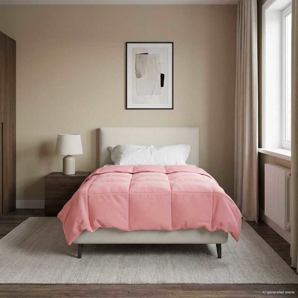 vidaXL Prikr&yacute;vka na cel&yacute; rok &Scaron;nurovan&yacute; Ružov&aacute; 135 x 200 cm Mikrovl&aacute;kno