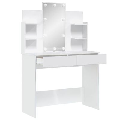 vidaXL Toaletný stolík s LED svetlami biely 96x40x142 cm