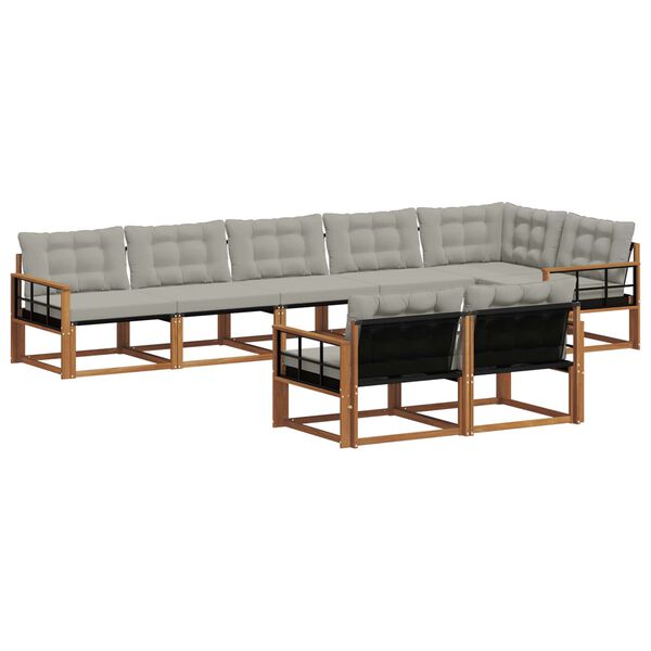 vidaXL Z&aacute;hradn&aacute; s&uacute;prava gaučov s vank&uacute;&scaron;om 8 pcs Pr&iacute;rodn&aacute; a svetlosiv&aacute;