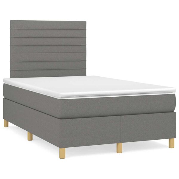 vidaXL Boxspring posteľ s matracom, tmavosiv&aacute; 120x190 cm, l&aacute;tka