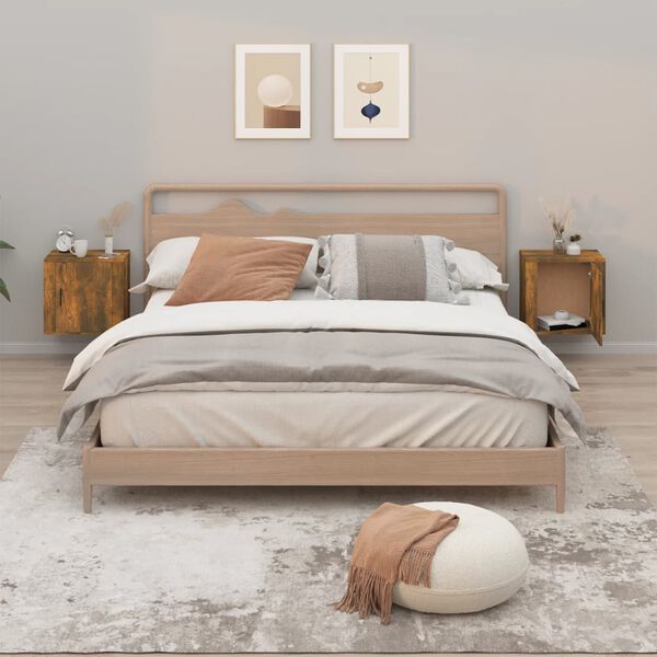 vidaXL Nástenné nočné stolíky 2 ks dymový dub 50x30x47 cm