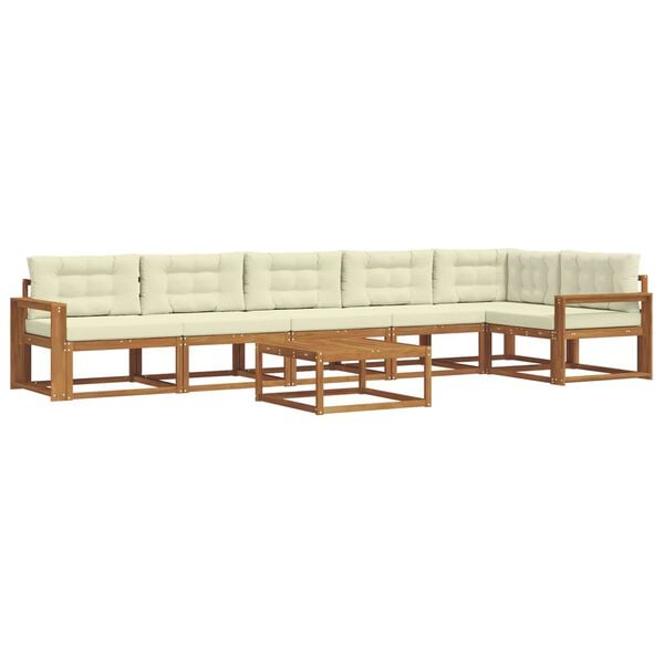 vidaXL Z&aacute;hradn&aacute; s&uacute;prava gaučov s vank&uacute;&scaron;om 7 pcs Pr&iacute;rodn&aacute; a kr&eacute;mov&aacute;