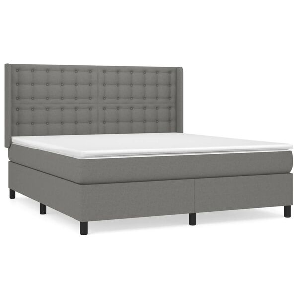 vidaXL Boxspring posteľ s matracom tmavosiv&aacute; 180x200 cm l&aacute;tka
