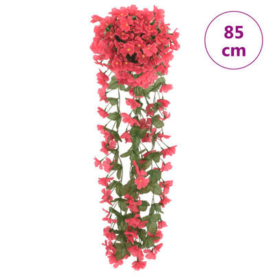 vidaXL Umelé kvetinové girlandy 3 ks ružovočervené 85 cm