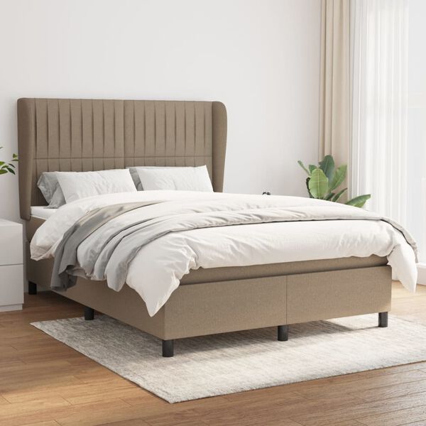 vidaXL Boxspring posteľ s matracom sivohned&yacute; 140x190 cm l&aacute;tka