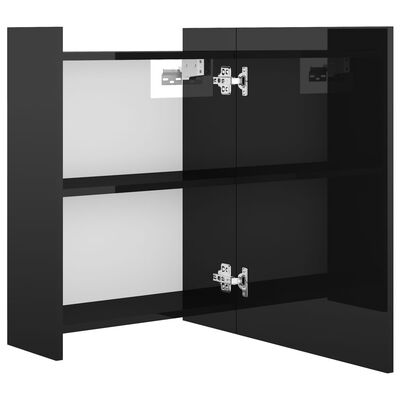 vidaXL Skrinka so zrkadlom, lesklá čierna 62,5x20,5x64 cm