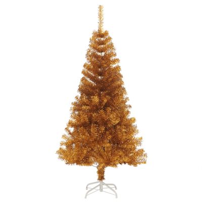 vidaXL Umelý vianočný stromček so stojanom, zlatý 120 cm, PET