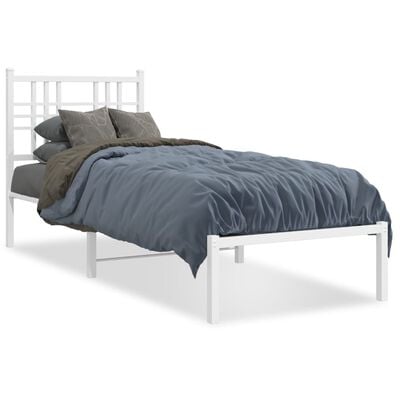 vidaXL Kovový rám postele s čelom biely 80x200 cm