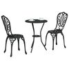 vidaXL Záhradný bistro set 3 pcs Čierna Hliník