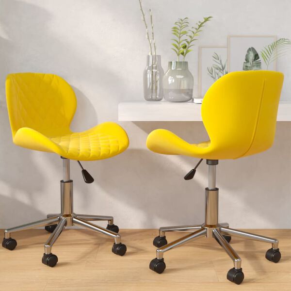 vidaXL Otočn&eacute; jed&aacute;lensk&eacute; stoličky 2 ks horčicovo-žlt&eacute; zamatov&eacute;