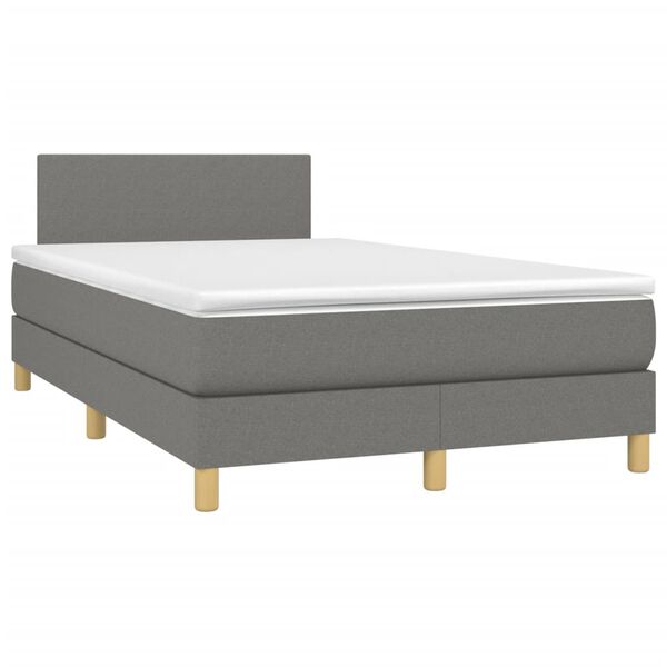 vidaXL Boxspring posteľ s matracom a LED, tmavosiv&aacute; 120x190 cm, l&aacute;tka
