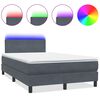 vidaXL Posteľn&yacute; r&aacute;m boxspring s matracom a LED tmavosiv&yacute; 120x210 cm zamat