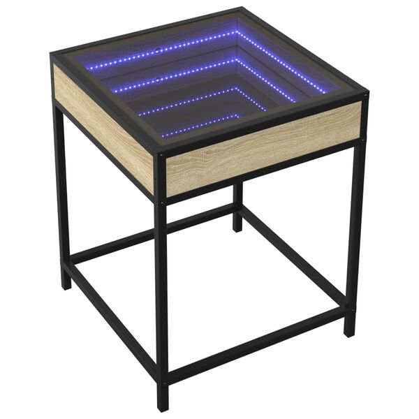 vidaXL Nočný stolík s nekonečnými LED dub sonoma 40x40x51 cm
