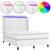 vidaXL Boxspring posteľ s matracom a LED biela 140x190 cm umel&aacute; koža