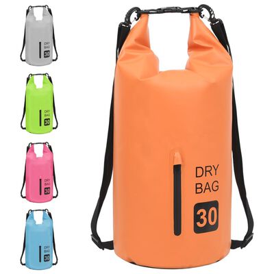 vidaXL Suchá taška so zipsom oranžová 30 l PVC