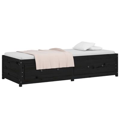 vidaXL Denná posteľ čierna 90x190 cm jednolôžko masívna borovica