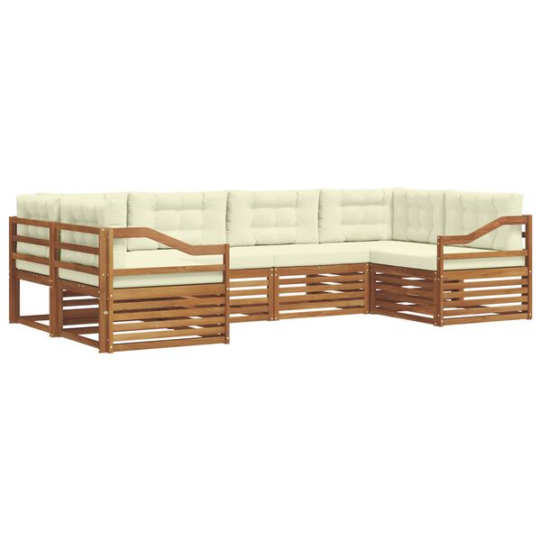 vidaXL S&uacute;pravy pohoviek 6 pcs Pr&iacute;rodn&aacute; a kr&eacute;mov&aacute; Pevn&eacute; ak&aacute;ciov&eacute; drevo