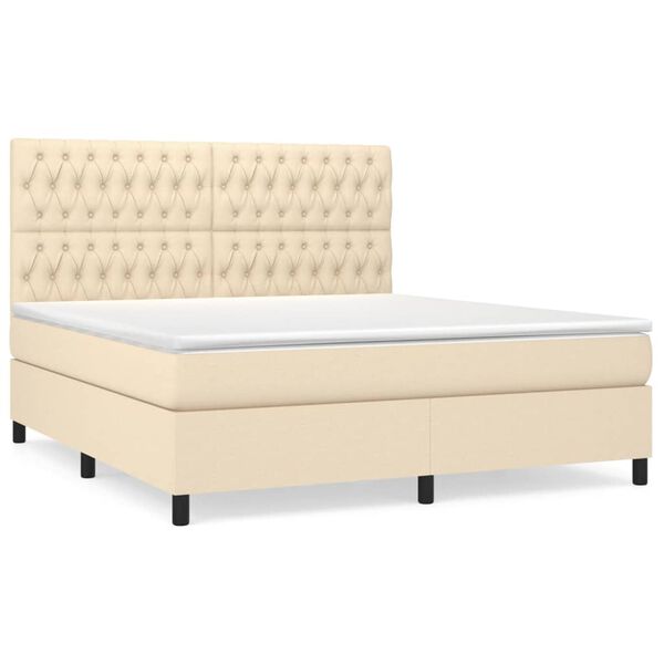 vidaXL Posteľn&yacute; r&aacute;m boxspring s matracom kr&eacute;mov&yacute; 180x200 cm l&aacute;tka