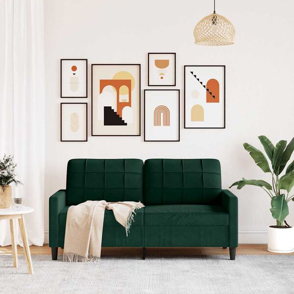 vidaXL 2-miestna pohovka tmavozelen&aacute; 140 cm zamat