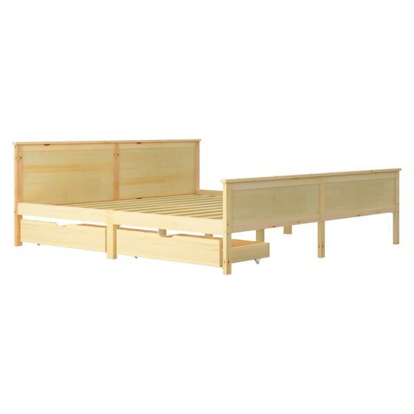 vidaXL Posteľn&yacute; r&aacute;m s 2 z&aacute;suvkami borovicov&yacute; mas&iacute;v 180x200 cm