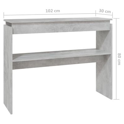 vidaXL Konzolový stolík betónový sivý 102x30x80cm drevotrieska