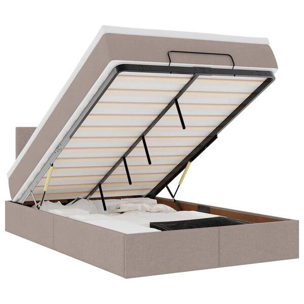 VidaXL Osmansk&aacute; posteľ s matracom a LED di&oacute;dami Taupe 120x190 cm L&aacute;tka