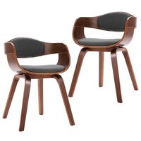 vidaXL Jedálenské stoličky 2 ks ohýbané drevo a sivá látka