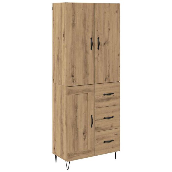 vidaXL Highboard 2 pcs Remeseln&yacute; dub Kon&scaron;trukčn&eacute; drevo a sklo