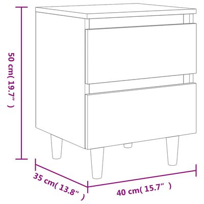 vidaXL Nočné stolíky, nohy z borovice 2 ks, betónovo sivé 40x35x50 cm
