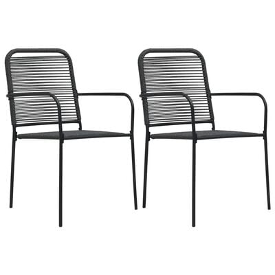 vidaXL Záhradné stoličky 2 ks čierne bavlnené šnúry a oceľ