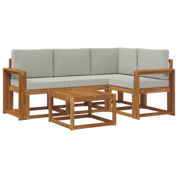 vidaXL Z&aacute;hradn&aacute; s&uacute;prava gaučov s vank&uacute;&scaron;om 5 pcs Pr&iacute;rodn&aacute; a svetlosiv&aacute;