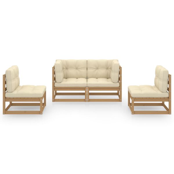 vidaXL 4-dielna z&aacute;hradn&aacute; sedacia s&uacute;prava s podložkami borovicov&yacute; mas&iacute;v