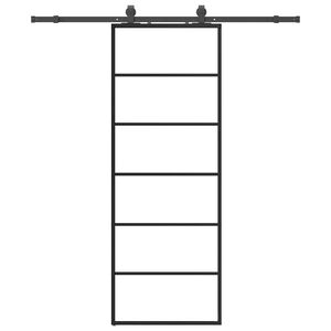 vidaXL Posuvn&eacute; dvere s kovan&iacute;m čierne 76x205 cm ESG sklo