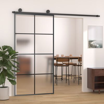 vidaXL Posuvné dvere nepriehľadné ESG sklo a hliník 102,5x205cm čierne
