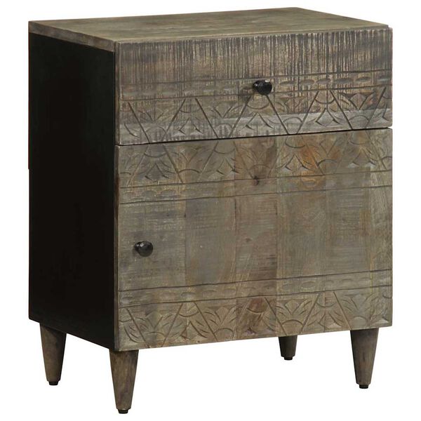 vidaXL Nočn&aacute; skrinka Svetlosiv&aacute; 50x33x60 cm Mas&iacute;vne drevo Mango