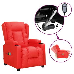 vidaXL Elektrick&eacute; mas&aacute;žne kreslo červen&eacute; umel&aacute; koža