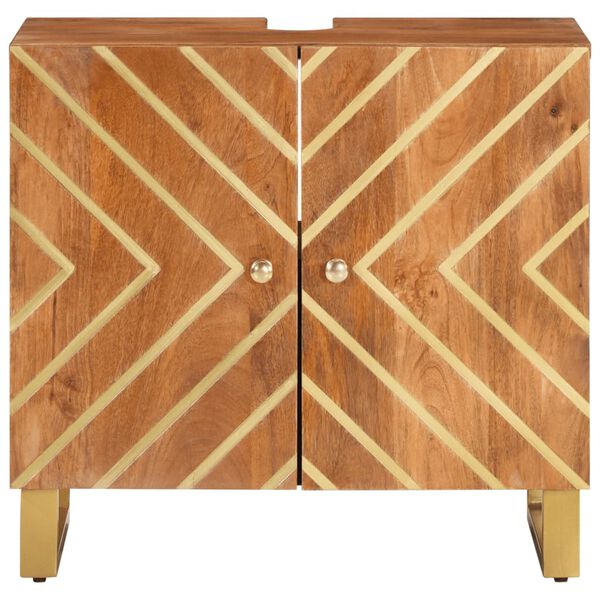 vidaXL K&uacute;peľňov&aacute; um&yacute;vadlov&aacute; skrinka hnedo-čierna mas&iacute;vne mango