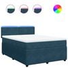 vidaXL Posteľn&yacute; r&aacute;m boxsping s matracom modr&yacute; 140x200 cm zamat