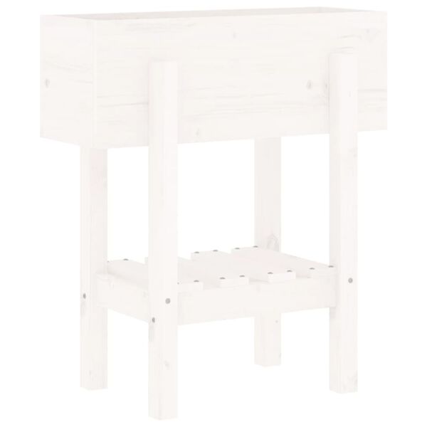 vidaXL Záhradný kvetináč, biely 62x30x69 cm, borovicový masív