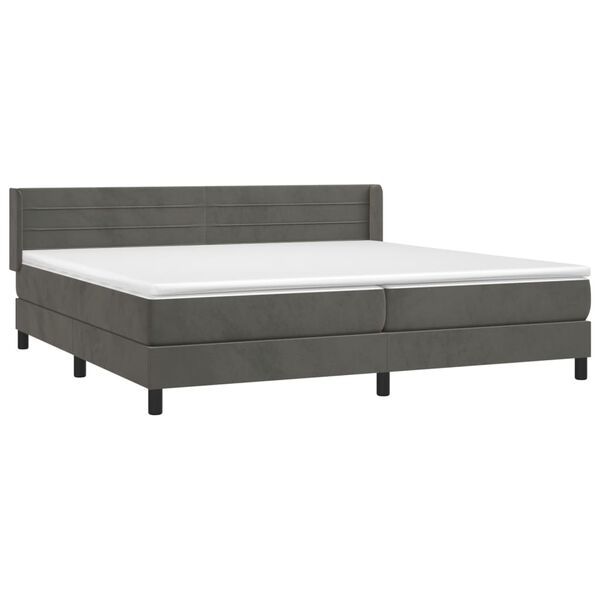 vidaXL Posteľn&yacute; r&aacute;m boxspring s matracom tmavosiv&yacute; 200x200 cm zamat