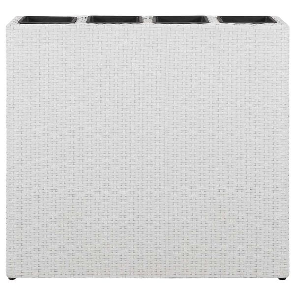 vidaXL Vyvýšený záhradný záhon so 4 nádobami, polyratan, biely