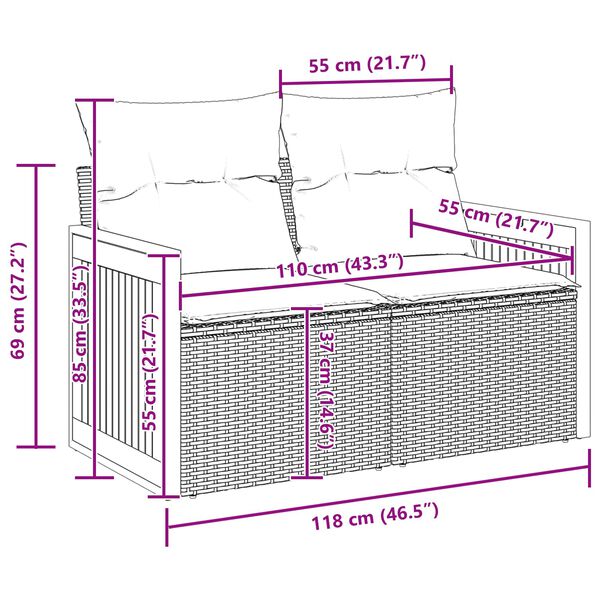 vidaXL S&uacute;prava z&aacute;hradn&yacute;ch pohoviek s vank&uacute;&scaron;om 13 pcs Čierna polyratan