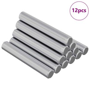 vidaXL Skrutkov&aacute; tyč 12 pcs Strieborn&aacute; 8 x 55 mm Oceľ