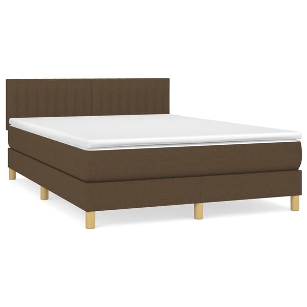 vidaXL Boxspring posteľ s matracom tmavohned&aacute; 140x200 cm l&aacute;tka