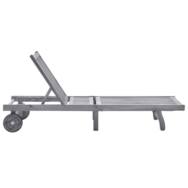 vidaXL Z&aacute;hradn&eacute; ležadlo s podložkou siv&eacute; ak&aacute;ciov&yacute; mas&iacute;v