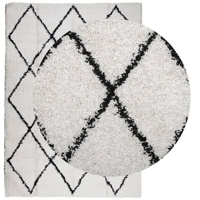 vidaXL Chlpatý koberec vysoký vlas moderný krémovo-čierny 160x230 cm
